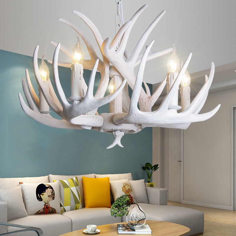 Ariane White Faux Antler Candle Chandelier Pendant