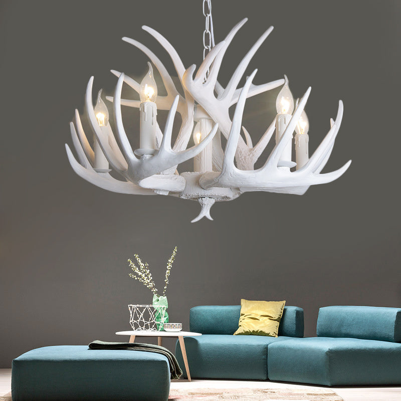 Ariane White Faux Antler Candle Chandelier Pendant