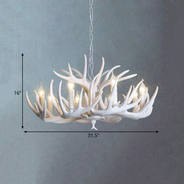 Ariane White Faux Antler Candle Chandelier Pendant