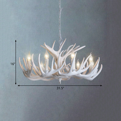 Ariane White Faux Antler Candle Chandelier Pendant