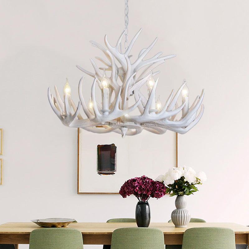 Mathilde White Antler Chandelier Rustic Resin Ceiling Light