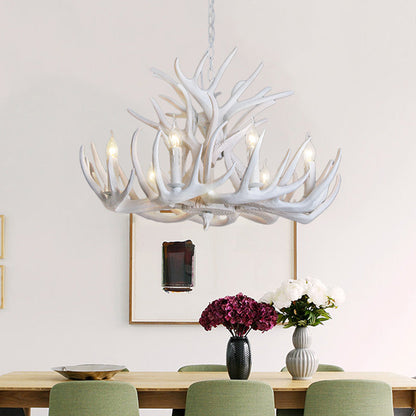 Mathilde White Antler Chandelier Rustic Resin Ceiling Light