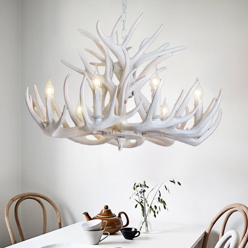 Mathilde White Antler Chandelier Rustic Resin Ceiling Light