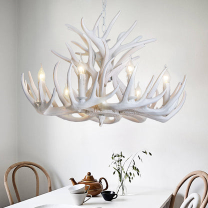 Mathilde White Antler Chandelier Rustic Resin Ceiling Light