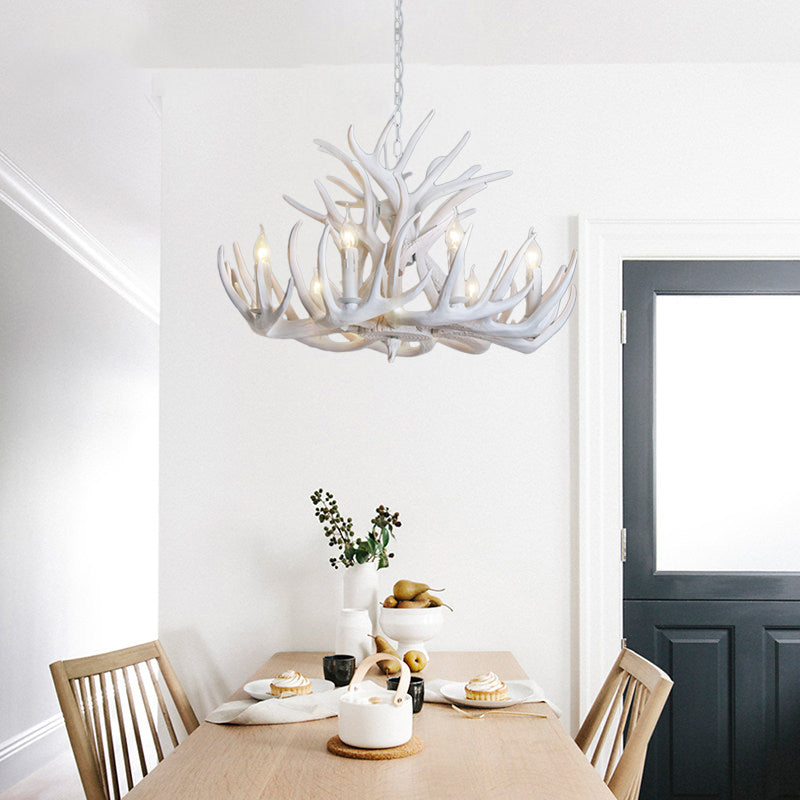 Mathilde White Antler Chandelier Rustic Resin Ceiling Light