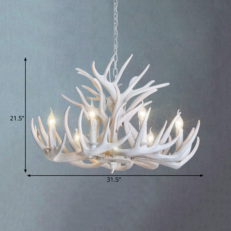 Mathilde White Antler Chandelier Rustic Resin Ceiling Light