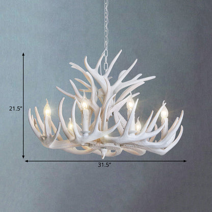 Mathilde White Antler Chandelier Rustic Resin Ceiling Light