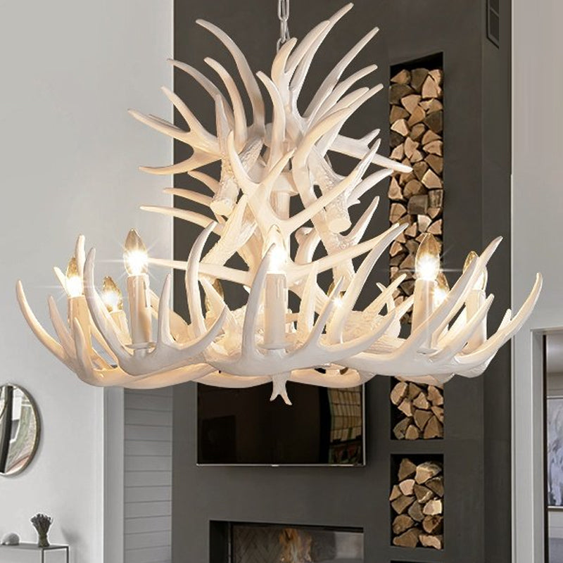 Mathilde White Antler Chandelier Rustic Resin Ceiling Light