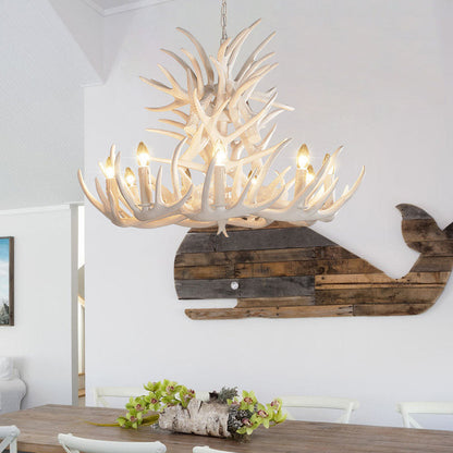 Mathilde White Antler Chandelier Rustic Resin Ceiling Light