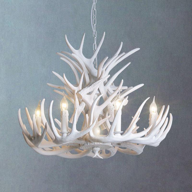 Mathilde White Antler Chandelier Rustic Resin Ceiling Light