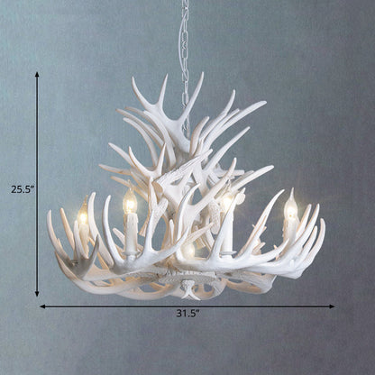 Mathilde White Antler Chandelier Rustic Resin Ceiling Light