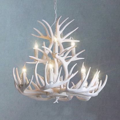 Mathilde White Antler Chandelier Rustic Resin Ceiling Light