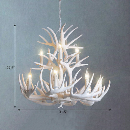 Mathilde White Antler Chandelier Rustic Resin Ceiling Light