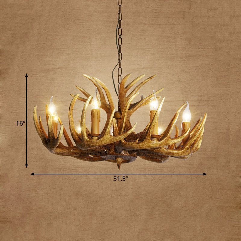 Élodine Brown Faux Antler Rustic Chandelier Pendant Light