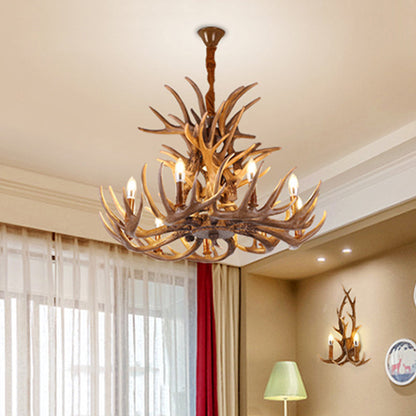 Solène Rustic Brown Faux Antler Chandelier Pendant Light