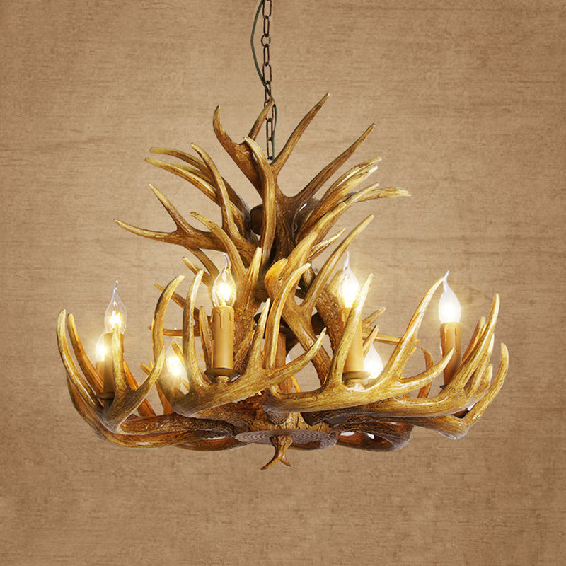 Solène Rustic Brown Faux Antler Chandelier Pendant Light