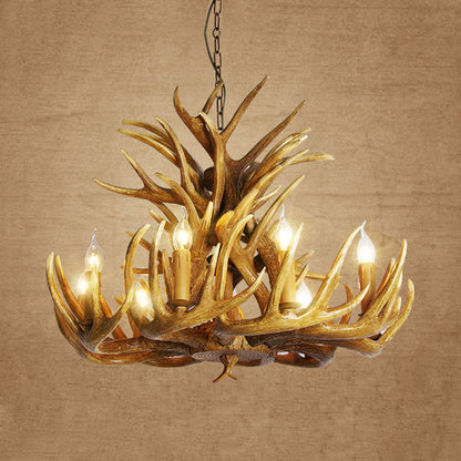 Solène Rustic Brown Faux Antler Chandelier Pendant Light