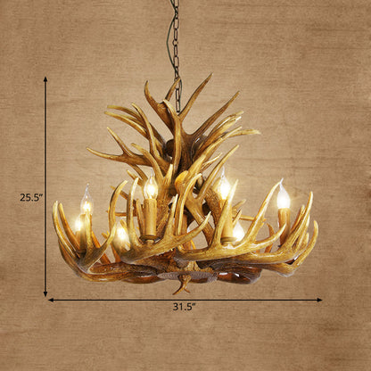 Solène Rustic Brown Faux Antler Chandelier Pendant Light