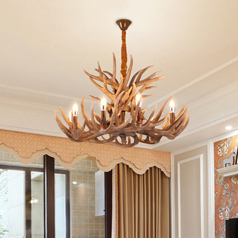 Solène Rustic Brown Faux Antler Chandelier Pendant Light