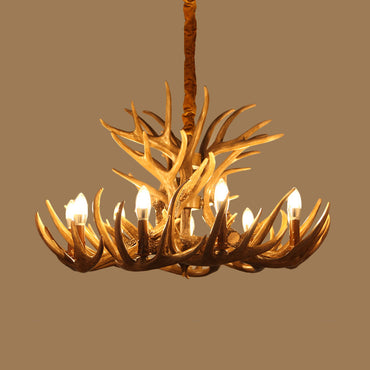 Solène Rustic Brown Faux Antler Chandelier Pendant Light