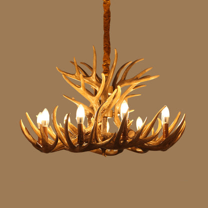 Solène Rustic Brown Faux Antler Chandelier Pendant Light