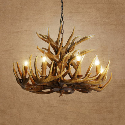 Solène Rustic Brown Faux Antler Chandelier Pendant Light