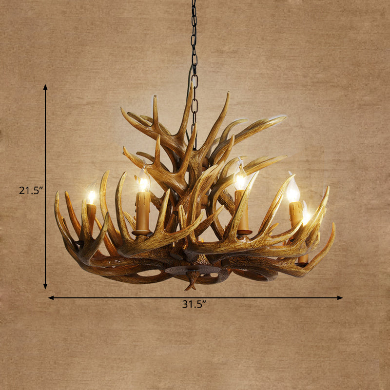Solène Rustic Brown Faux Antler Chandelier Pendant Light