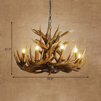 Solène Rustic Brown Faux Antler Chandelier Pendant Light