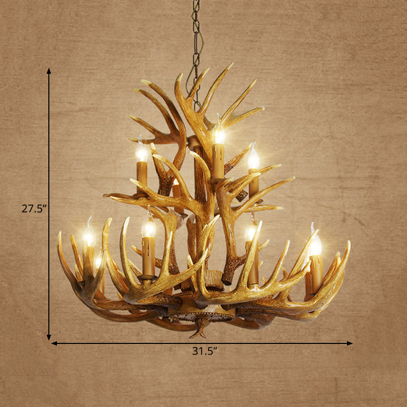 Solène Rustic Brown Faux Antler Chandelier Pendant Light