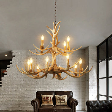 Clémence Brown Farmhouse Two Tier Resin Chandelier