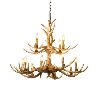 Clémence Brown Farmhouse Two Tier Resin Chandelier