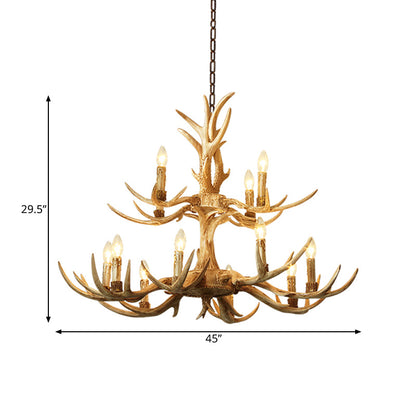 Clémence Brown Farmhouse Two Tier Resin Chandelier
