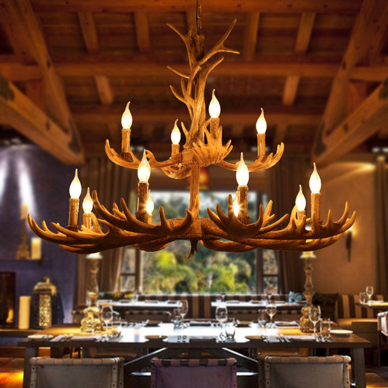 Véronique Brown Faux Antler Rustic Chandelier Pendant Light