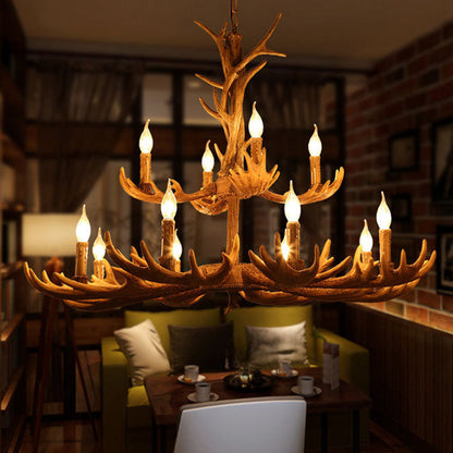 Véronique Brown Faux Antler Rustic Chandelier Pendant Light