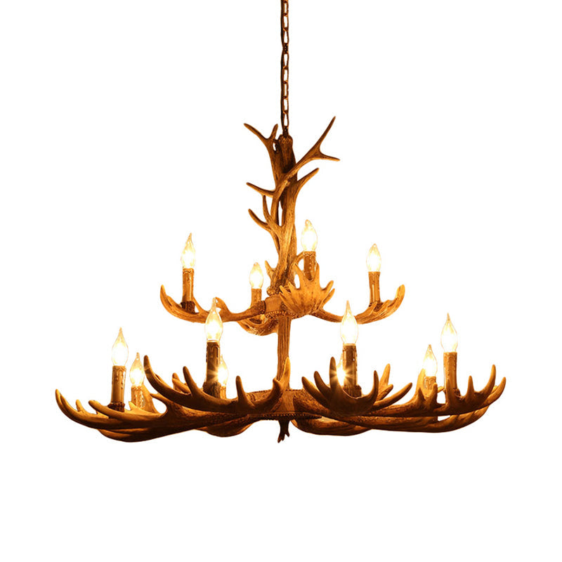 Véronique Brown Faux Antler Rustic Chandelier Pendant Light