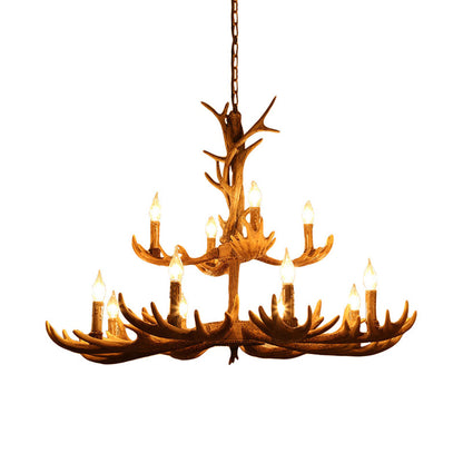 Véronique Brown Faux Antler Rustic Chandelier Pendant Light
