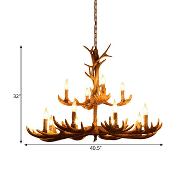 Véronique Brown Faux Antler Rustic Chandelier Pendant Light
