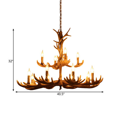 Véronique Brown Faux Antler Rustic Chandelier Pendant Light