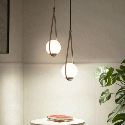 Isabelle Teardrop Brass Pendant Light with Cream Glass Shade
