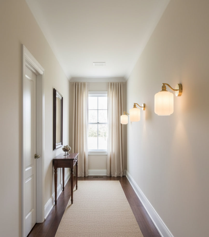 Sophie Henry Wall Lamp with Brass Body and Glass Shade