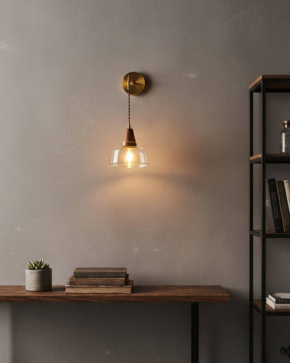 Aurélie Classic Brass Plug-In Wall Lamp with Clear Glass Shade