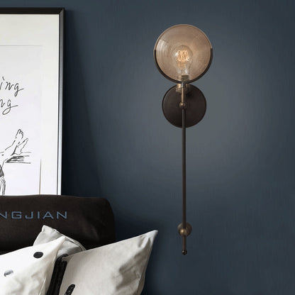 Gabrielle Armed Sconce Light Metal and Glass Traditional Wall Lamp