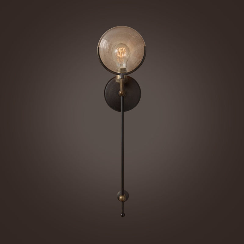 Gabrielle Armed Sconce Light Metal and Glass Traditional Wall Lamp