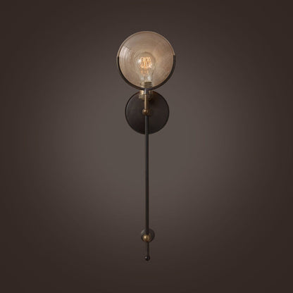 Gabrielle Armed Sconce Light Metal and Glass Traditional Wall Lamp