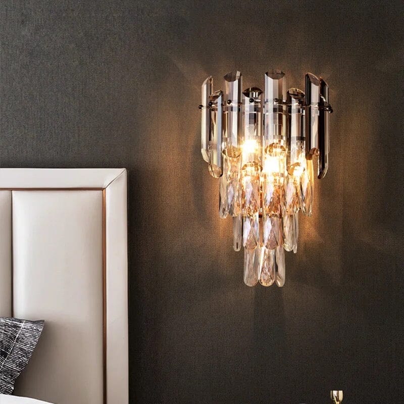 Odette Elsie Smoke Gray Crystal Wall Lamp