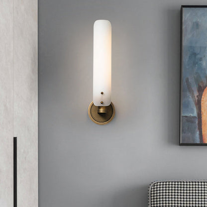Émilie Brass Opal Tube Wall Light Sconce