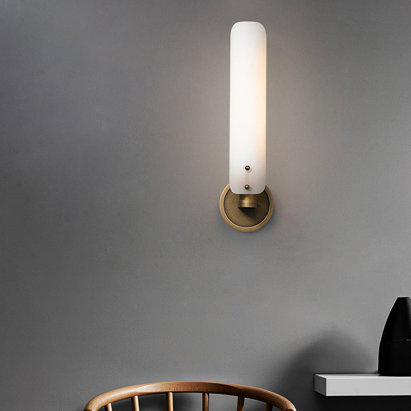 Émilie Brass Opal Tube Wall Light Sconce