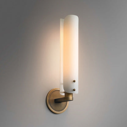 Émilie Brass Opal Tube Wall Light Sconce