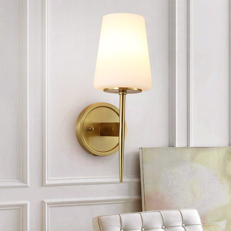 Élise Tapered Opal Glass Brass Wall Lamp Sconce