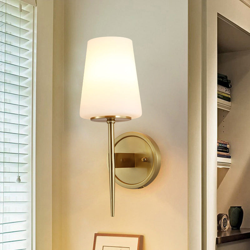 Élise Tapered Opal Glass Brass Wall Lamp Sconce